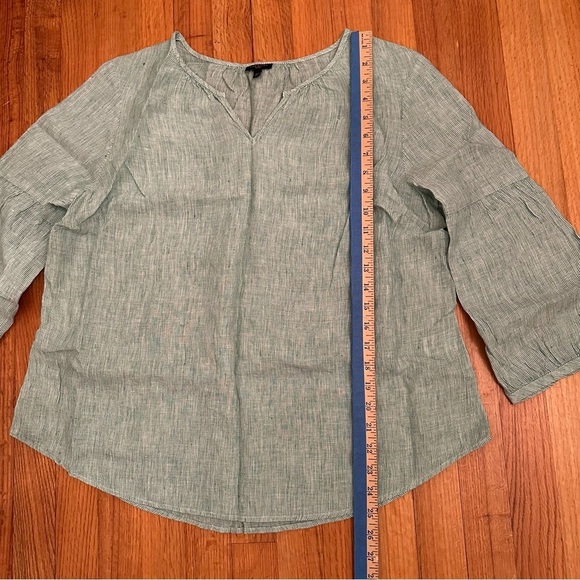 TALBOTS LINEN LANTERN-SLEEVE POPOVER SHIRT - STRIPE XL Petite (k11) - Picture 6 of 11